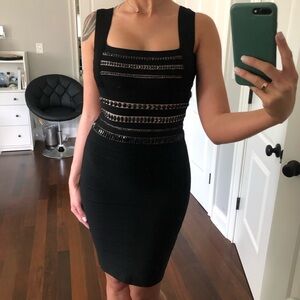 NWT Authentic Herve Leger "Ivett" Embellished Black Bandage Dress - Small